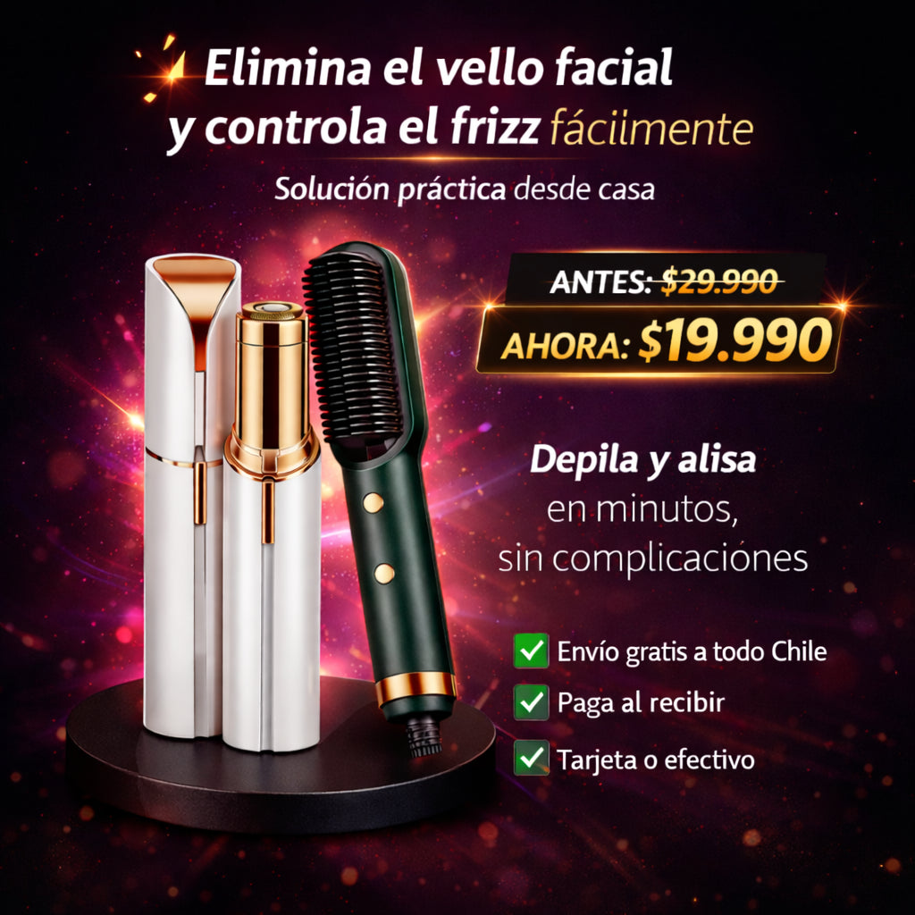Depiladora Facial + Cepillo Alisador - todo en un kit