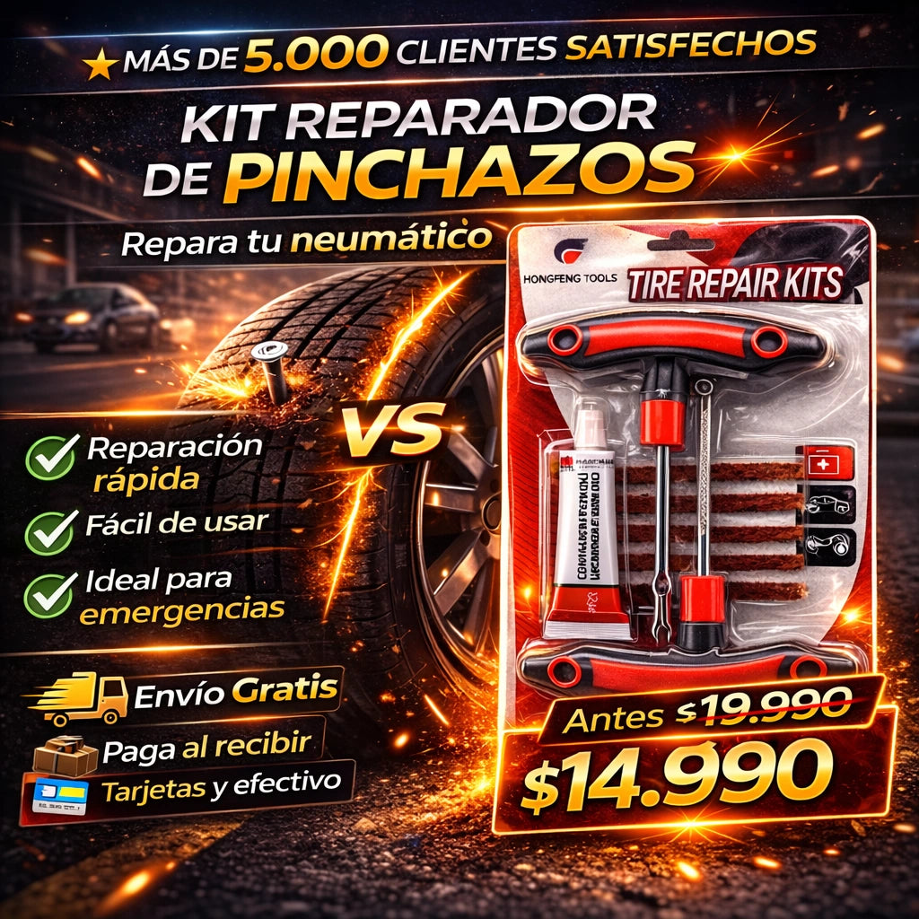 KIT REPARACION PINCHAZOS NEUMATICOS PERMANETE - SIEMPRE PREPARADO